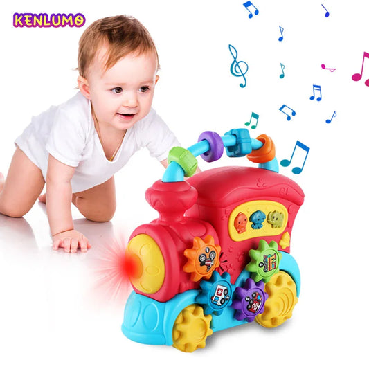 Kids Musical Train Toys Baby Early Educational Toddler Flash Light Various Shape Buckle for 1 Year Old Boy Girl 6-18 Mon