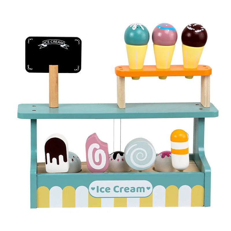 Wooden Play Kitchen for Children Wooden High Tea Set Pretend Play Food Learning Role Play Game Early Educational Toys Gifts