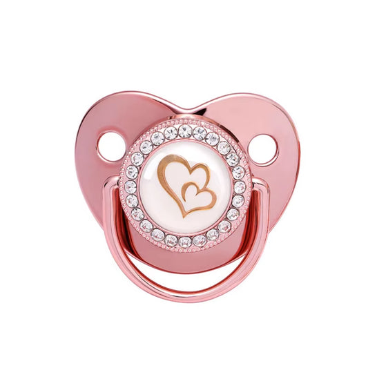 Luxury Newborn Baby Pacifier Baby Rhinestone Crown Pacifier Infant Teether Silicone Pacifier Holder Dummy Baby Shower Gift