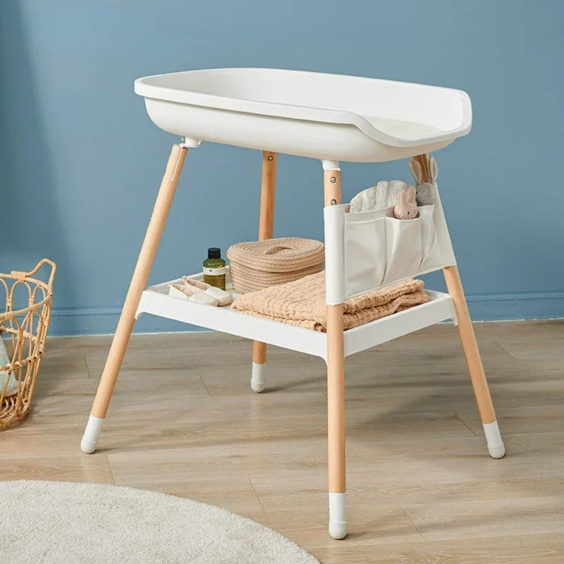 Nordic Simple Design Baby Care Table, Stable and Durable Beech Diaper Station, Newborn Massage Table, Infant Changing Station