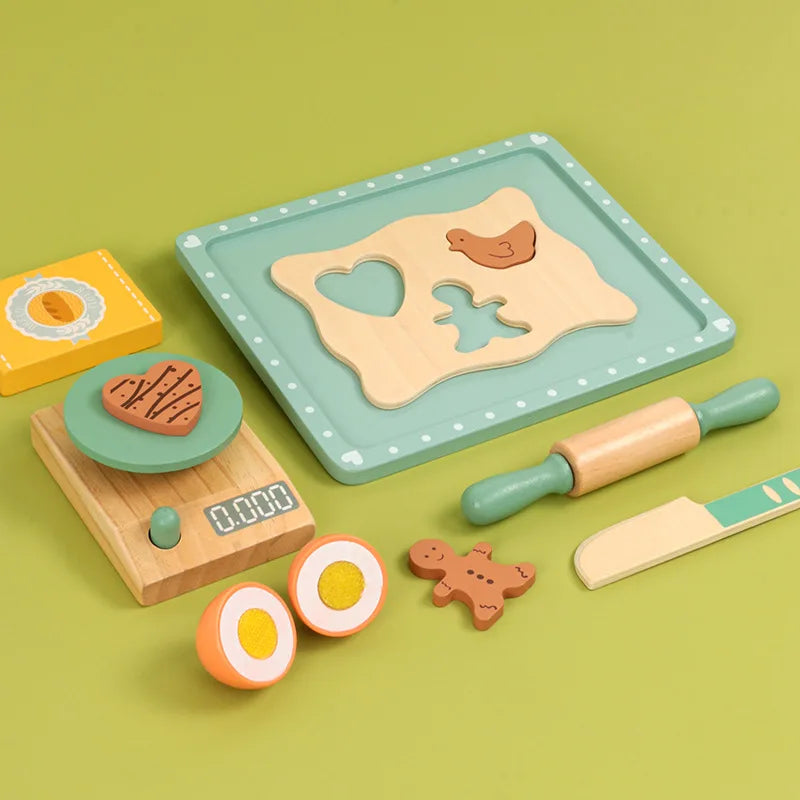 Wooden Play Kitchen for Children Wooden High Tea Set Pretend Play Food Learning Role Play Game Early Educational Toys Gifts