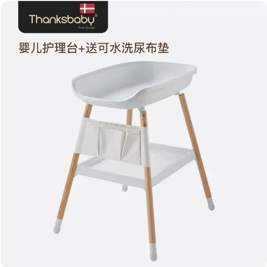 Nordic Simple Design Baby Care Table, Stable and Durable Beech Diaper Station, Newborn Massage Table, Infant Changing Station