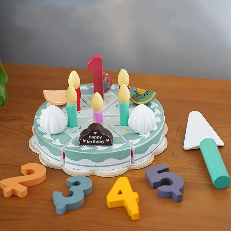 Wooden Play Kitchen for Children Wooden High Tea Set Pretend Play Food Learning Role Play Game Early Educational Toys Gifts