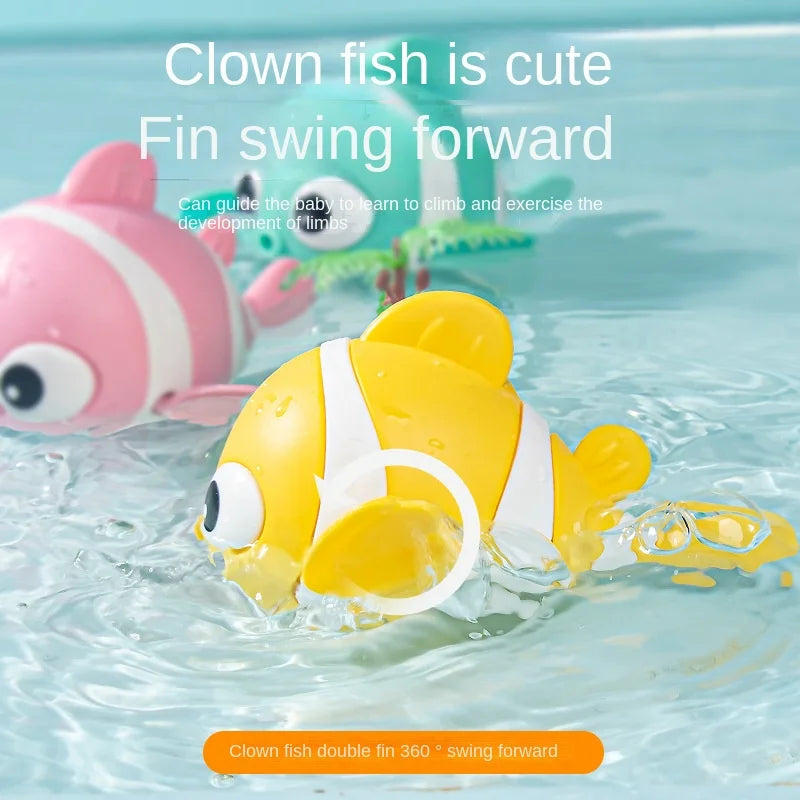 Bath Toys Cute Swimming Clown Fish Bath Toys for Toddlers Floating Wind up Toys for Boy Girl New Born Baby Bathtub Toddler Toys