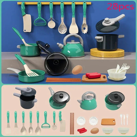 Children'S Kitchen Toys 28PCS Pretend Cooking Toys with Pot Play Food Accessories Ideal Toddler Gift Kids Christmas Present